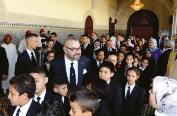 Le Roi, lors de la cérémonie de présentation du bilan d’étape et du programme exécutif dans le domaine du soutien à la scolarité et de la mise en œuvre de la réforme de l’éducation et de la formation, le 17 septembre 2018 au Palais Royal à Rabat.